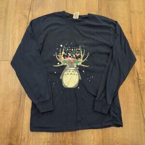 VTG Totoro Anime Studio Ghibli Adult Medium Long Sleeve Shirt Christmas Lights